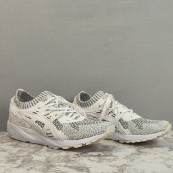 Asics Mens Gel-Kayano Trainer Knit White/Gray Athletic Sneakers Size 9.5